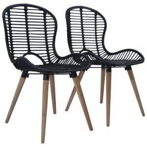 Sztaplowane krzesła ogrodowe, 2 szt., naturalny rattan, czarne