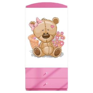Szafa dla dziewczynki Happy 3X mix - biało - różowa
