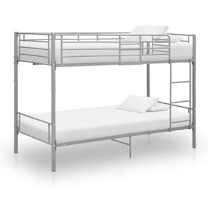 Łóżko piętrowe, szare, metalowe, 90 x 200 cm