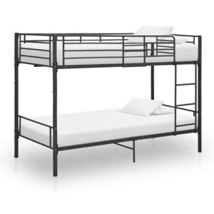 Łóżko piętrowe, czarne, metalowe, 90 x 200 cm