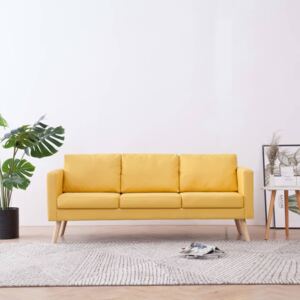 Sofa 3-osobowa tapicerowana tkaniną, żółta
