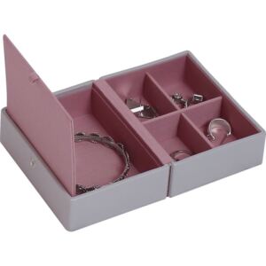 Pudełko na biżuterię podróżne Travel Box Stackers szaro-różowe
