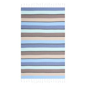 Brązowo-niebieski ręcznik hammam Begonville Corsica Lands, 180x100 cm