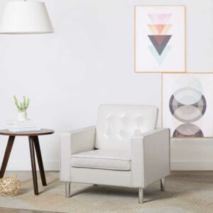 Fotel tapicerowany sztuczną skórą, 75 x 70 x 75 cm, biały