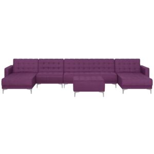 Sofa rozkładana XXL tapicerowana fioletowa z otomaną ABERDEEN
