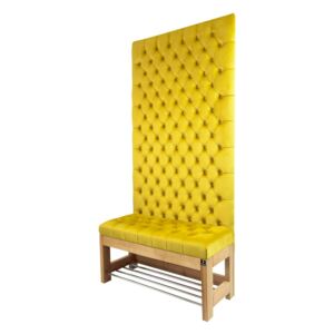 Ławka z Panelem Ściennym Pikowanym Siedzisko Pikowane Cytrynowa Żółcień LPPK-20 Rozmiary od 50 cm do 100 cm