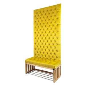 Ławka z Panelem Ściennym Pikowanym Siedzisko Pikowane Cytrynowa Żółcień LPPK-21 Rozmiary od 50 cm do 100 cm