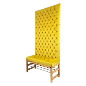 Ławka z Panelem Ściennym Pikowanym Siedzisko Pikowane Cytrynowa Żółcień LPPK-13 Rozmiary od 50 cm do 100 cm