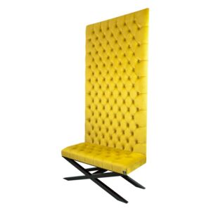Ławka Metalowa z Panelem Ściennym Pikowanym Siedzisko Pikowane Cytrynowa Żółcień LPPK-61 Rozmiary od 50 cm do 100 cm
