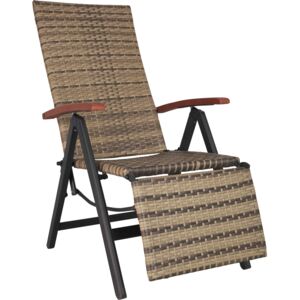 Tectake 403861 fotel relaksacyjny z podparciem pod nogi - naturalny