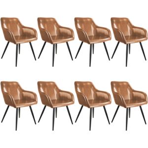 Tectake 404105 8x krzesło marilyn sztuczna skóra - brązowo-czarne