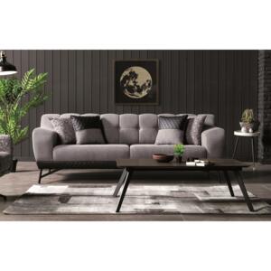 Sofa tapicerowana skórą ekologiczną, 3 osobowa, z funkcją spania dla 1 osoby Miranda Szary K1, dl.230xszer.96xwys.82 cm