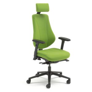 Krzesło biurowe ALFORD, zagłówek i podłokietniki, tkanina, zielony