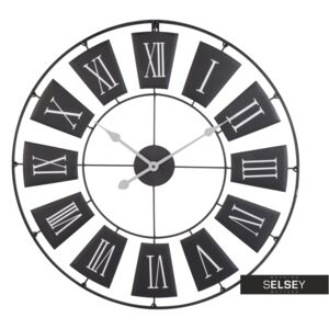 Stylowy zegar ścienny metalowy średnica 70 cm czarny