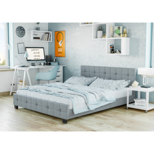 Łóżko z materacem tapicerowane 180x200 893 jasnoszare