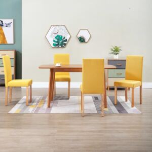 Krzesła stołowe PERVOI, żółte, 4 szt., 42x51x95 cm