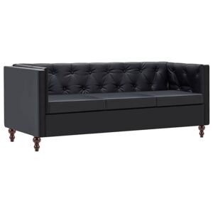 Sofa 3-osobowa James 3Q w stylu Chesterfield, czarna, 68x70x176 cm