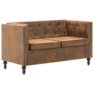 Sofa 2-osobowa James 2Q w stylu Chesterfield, brązowa, 68x70x124 cm