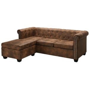 Sofa narożna VIDAXL Chesterfield, brązowa, 200x140x73 cm