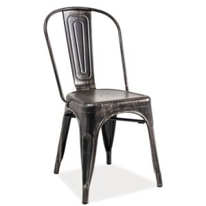 Metalowe krzesło bez podłokietników Loft czarny przecierany