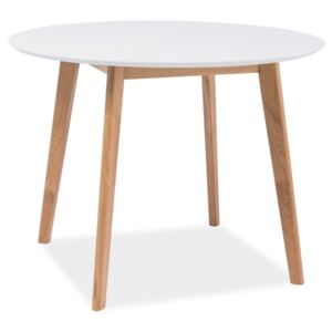 Okrągły stół w stylu skandynawskim Mosso II biały/dąb 90
