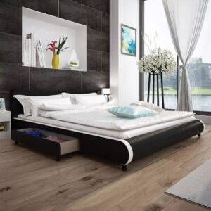Łóżko z 2 szufladami, 180 x 200 cm, sztuczna skóra, czarne