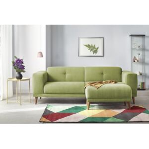 Zielona sofa 3-osobowa z podnóżkiem Bobochic Paris Luna