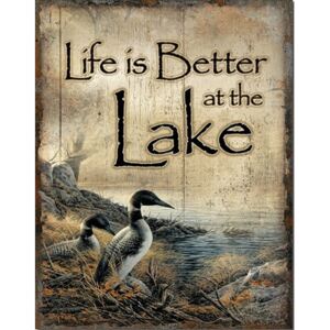 Metalowa tabliczka Life's Better - Lake, (32 x 41 cm)