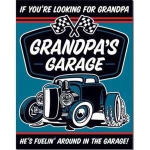Metalowa tabliczka Grandpa's Garage - Fuelin, (32 x 41 cm)