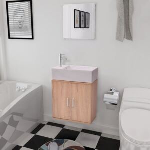 Meble łazienkowe PERVOI, 4 elementy, beżowe
