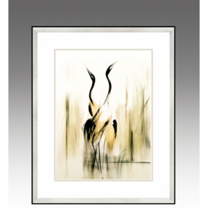 Elegancki obraz żurawi, symbol szczęścia - Harmonia, Seria Ulotna