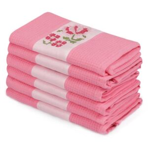 Zestaw 6 różowych ręczników z czystej bawełny Simplicity, 45x70 cm