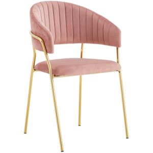 Krzesło Glamour różowe C-889 złote nogi, welur