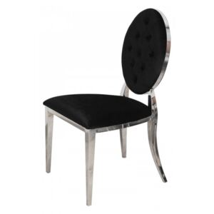 Krzesło Ludwik glamour Black pikowane guziki