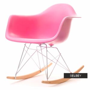 Fotel bujany MPA ROC różowy designerski bujak z podłokietnikami