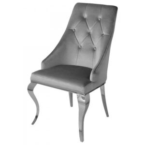 Krzesło glamour William II Dark grey - nowoczesne krzesło pikowane guzikami