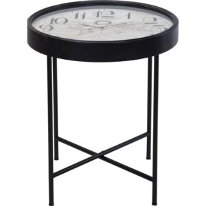 Okrągły stolik kawowy z zegarem HOME STYLING COLLECTION, czarny