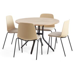 Zestaw mebli VARIOUS + LANGFORD, stół i 4 krzesła żółty