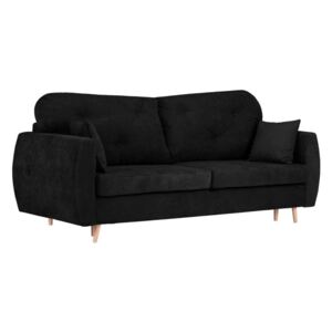 Czarna 3-osobowa sofa rozkładana ze schowkiem Kooko Home Viola