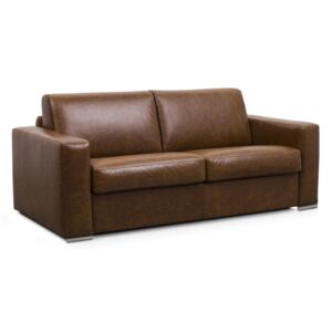 Rozkładana 3-osobowa sofa DELECTEA II typu express ze 100% bawolej skóry – kolor karmelowy vintage