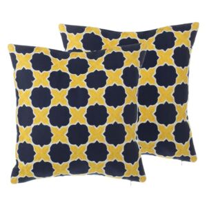 Zestaw 2 poduszek dekoracyjnych marokańska koniczyna 45 x 45 cm żółto-niebieski MUSCARI