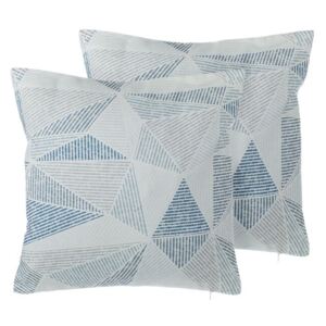 Zestaw 2 poduszek dekoracyjnych geometryczny wzór 45 x 45 cm niebiesko-szary BRUNNERA