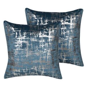 Zestaw 2 poduszek dekoracyjnych geometryczny wzór 45 x 45 cm niebieski GARDENIA