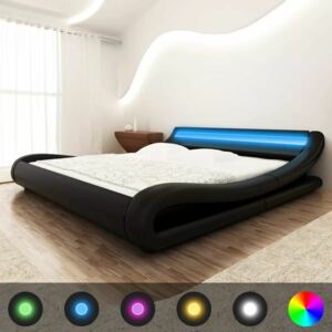 Rama łóżka z oświetleniem LED 140x200 cm sztuczna skóra czarne