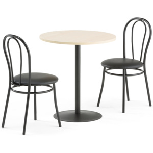 Zestaw mebli do stołówki ASTRID + AURORA, stół, 2 krzesła, czarny