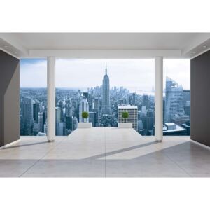 New York City Skyline 3d Penthouse View Fototapeta, Tapeta, (368 x 254 cm)