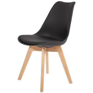 Krzesło do kuchni NEAPOL - czarne z poduszką kolor: Czarny, Materiał: polypropylen