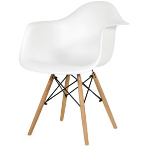 Krzesło Designerskie PALERMO białe kolor: białe, Materiał: tworzywo sztuczne, drewno bukowe