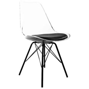 Krzesło transparentne 53E-7 czarna poduszka. nogi metalowe czarne