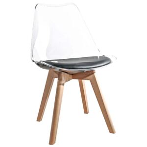 Krzesło transparentne 53E-7 czarna poduszka, nogi drewniane